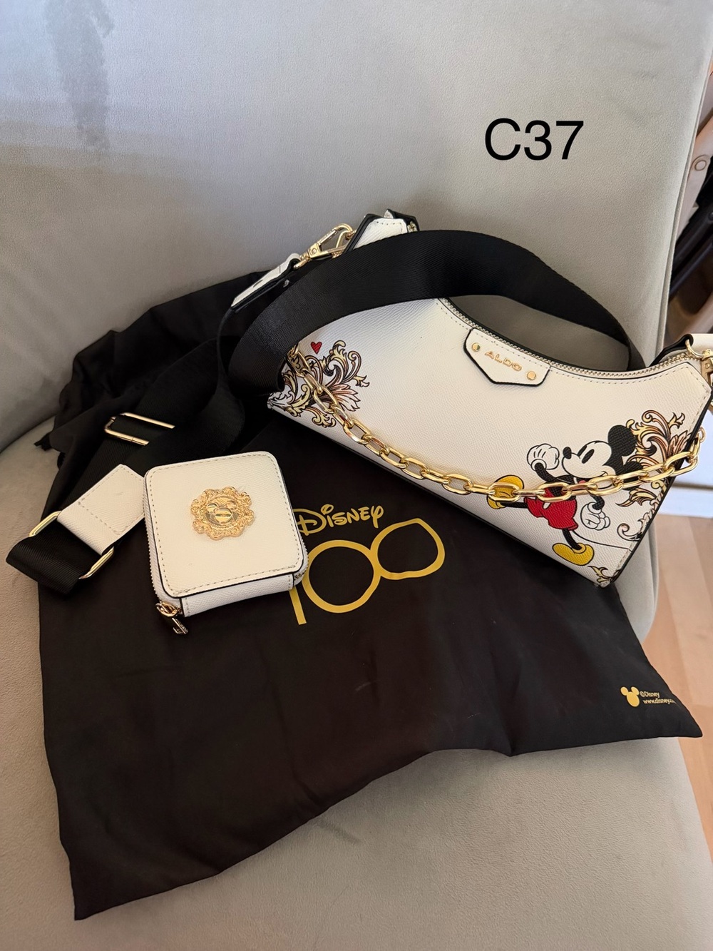 ALDO White Mickey Mouse Chain-Accent Crossbody Bag - Picture 2 of 4